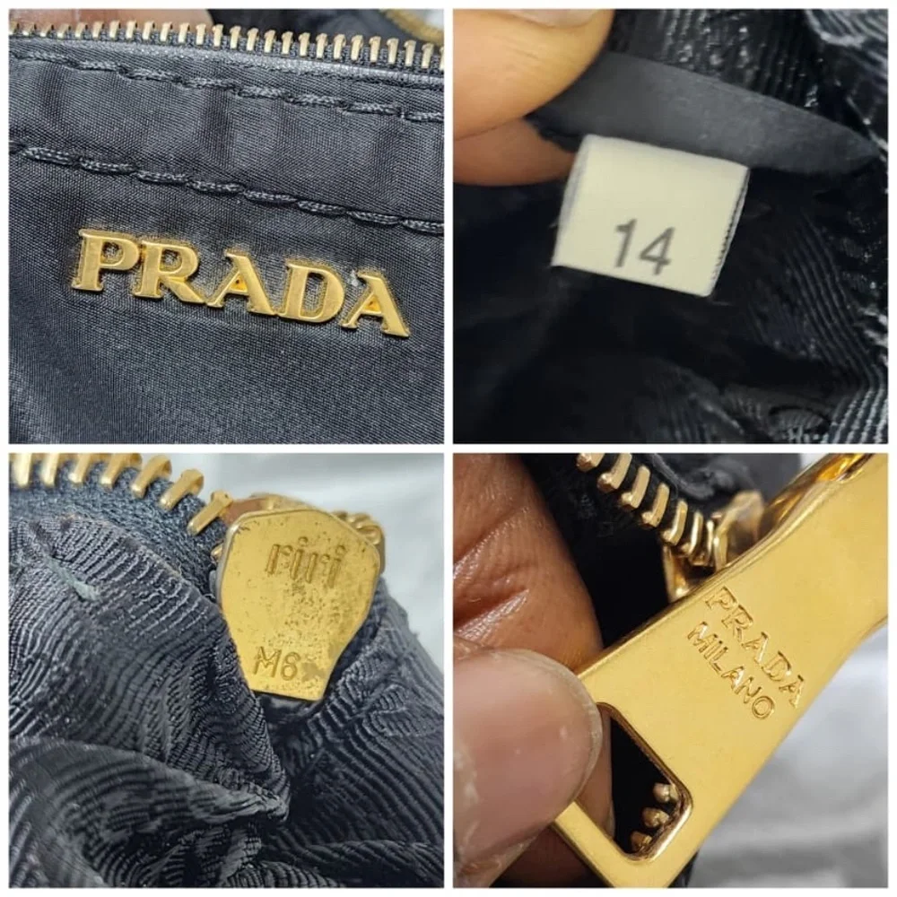 Authentic Prada Tessuto Canapa Nylon Hobo Bag Black
